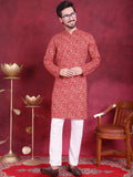 Jompers Men's Digital Printed Kurta with Pyjama - Red