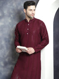 Jompers Men's Sequins Chikankari Embroidered Kurta with Pyjama - Purple