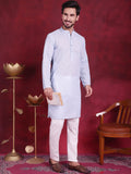 Jompers Men's Chikankari Embroidered Kurta with Pyjama - Sky Blue