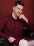 Jompers Men's Sequins Chikankari Kurta with Pyjama - Purple