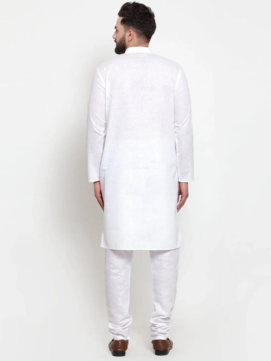 Jompers Men's Solid Dobby Kurta Payjama Set - White