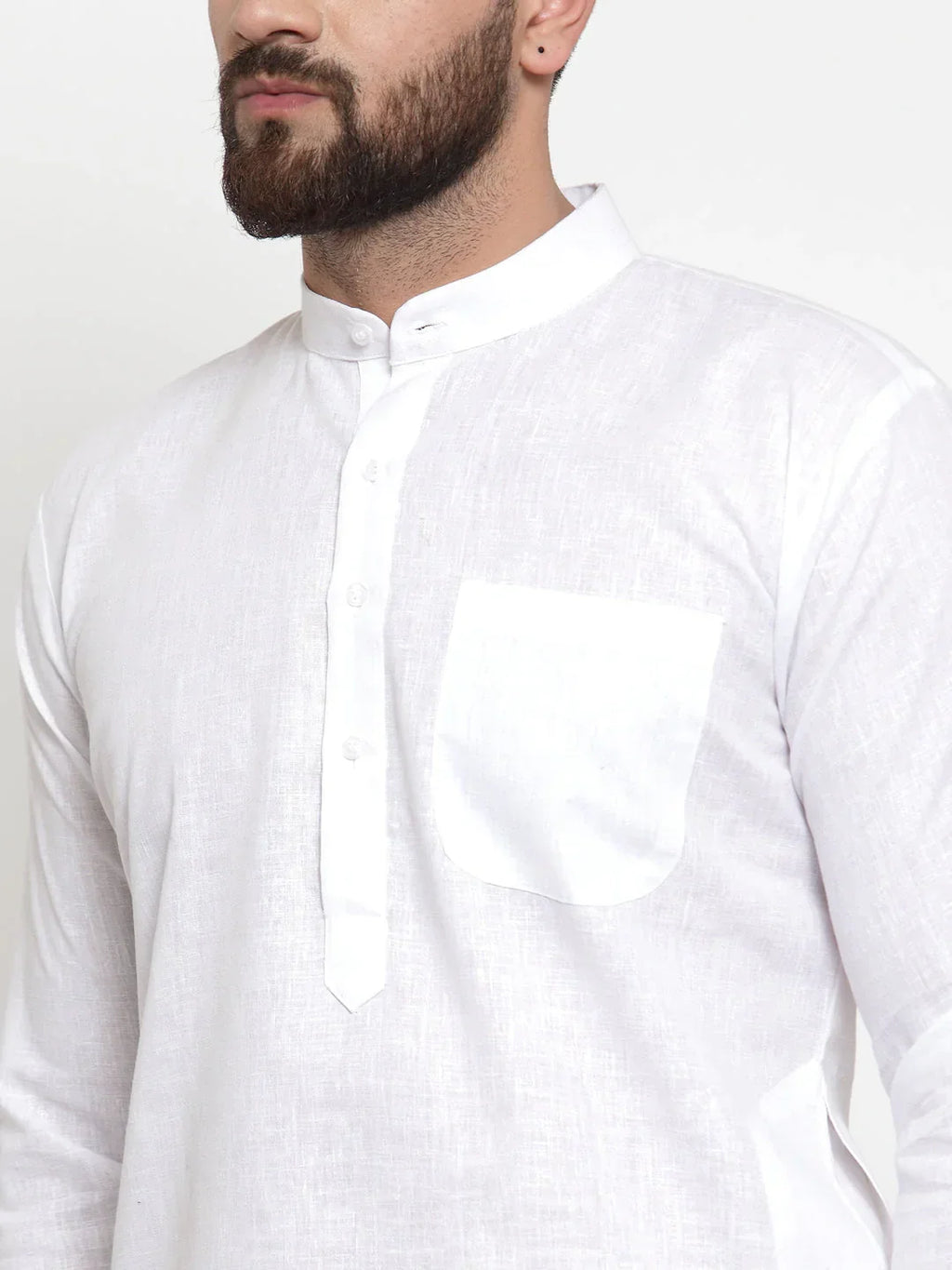 Jompers Men's Solid Dobby Kurta Payjama Set - White