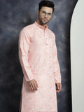 Jompers Men's Printed Kurta with Churidar - Peach