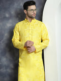 Jompers Men's Printed Kurta with Churidar - Yellow