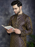 Jompers Men's Woven Design Silk Blend Kurta with Pyjama - Purple