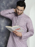 Jompers Men's Sequins Embroidered Kurta With Pyjama - Purple