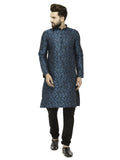 Jompers Men's Green & Black Self Design Kurta with Churidar
