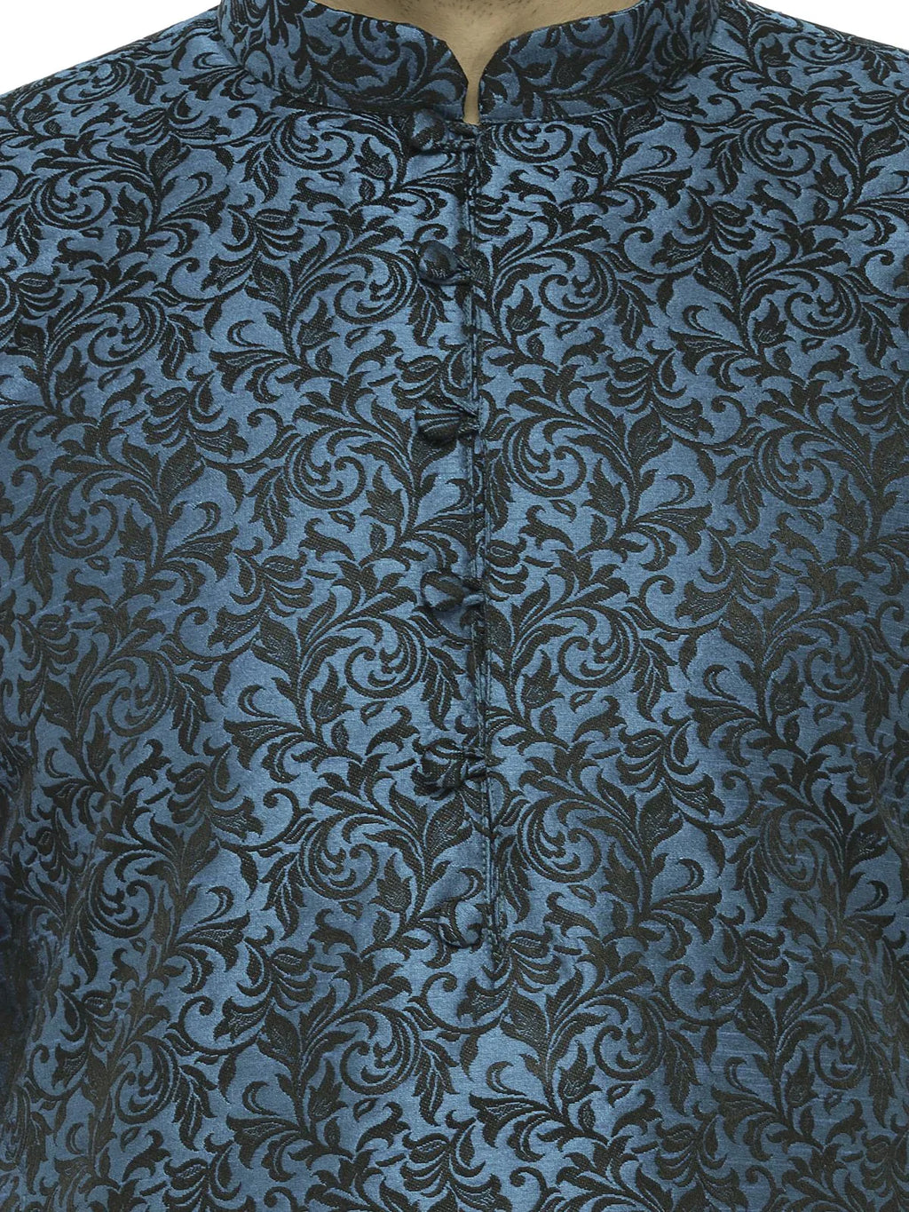 Jompers Men's Green & Black Self Design Kurta with Churidar