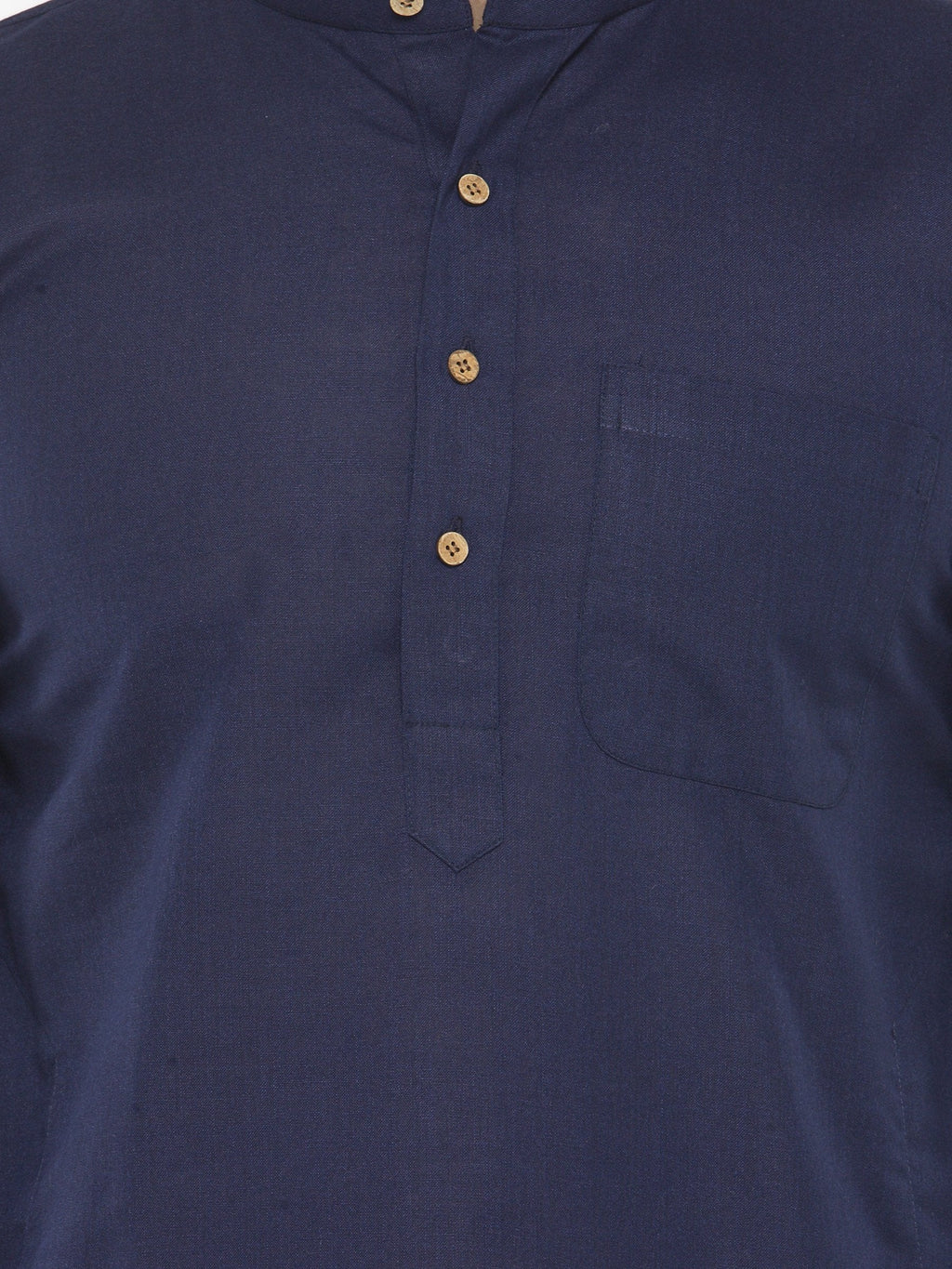 Jompers Men's Navy Blue & White Solid Kurta with Churidar