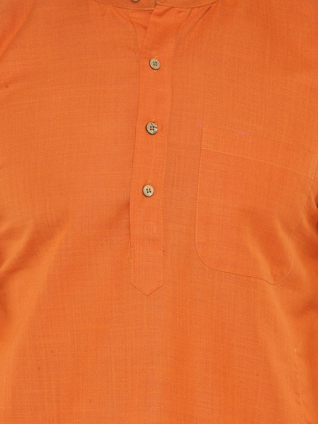 Jompers Men's Orange & White Solid Kurta with Churidar