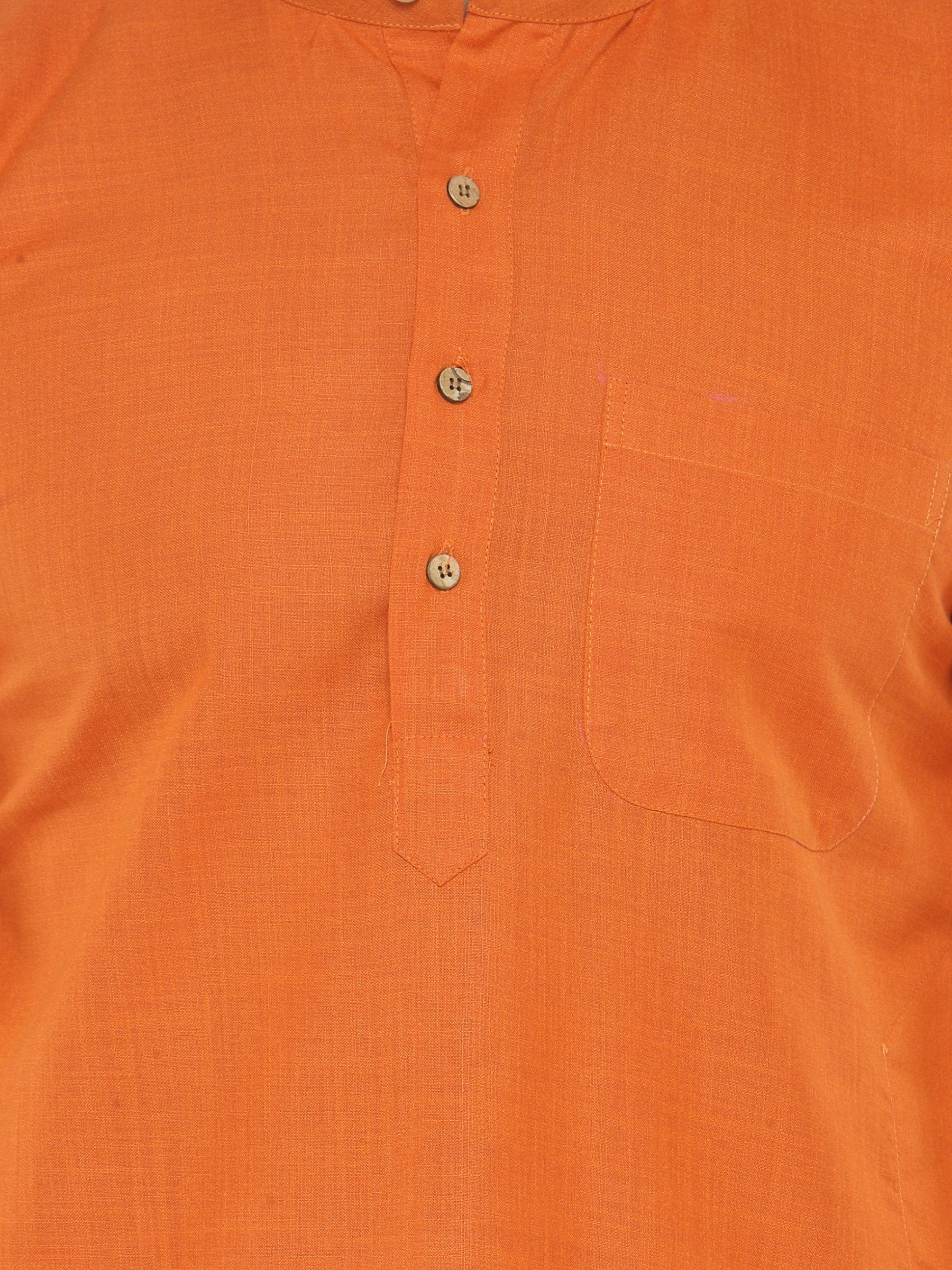 Jompers Men's Orange & White Solid Kurta with Churidar