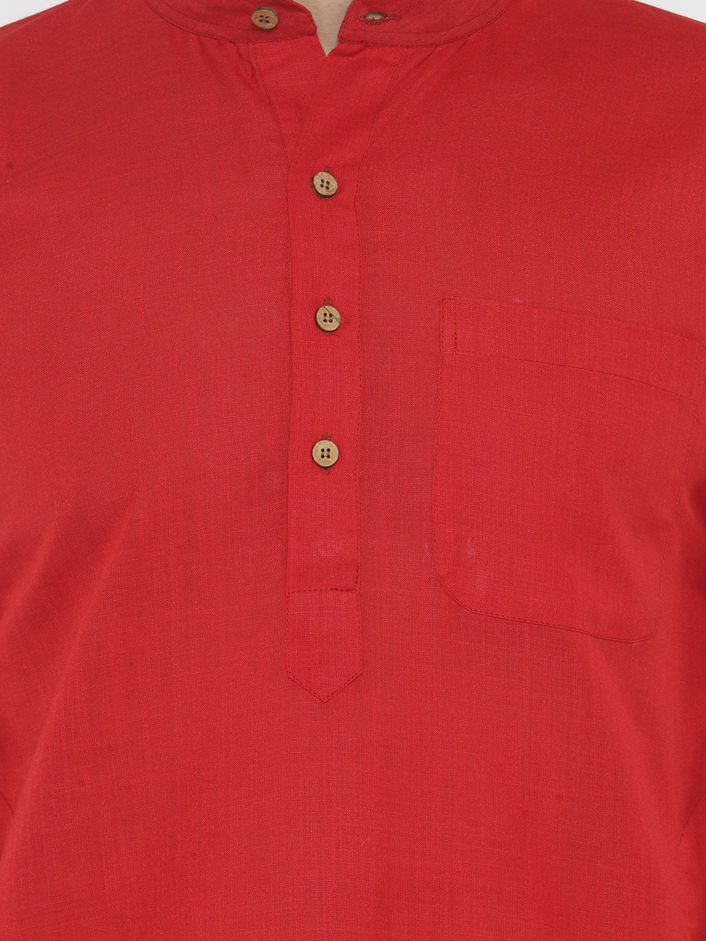 Jompers Men's Red & White Solid Kurta with Churidar