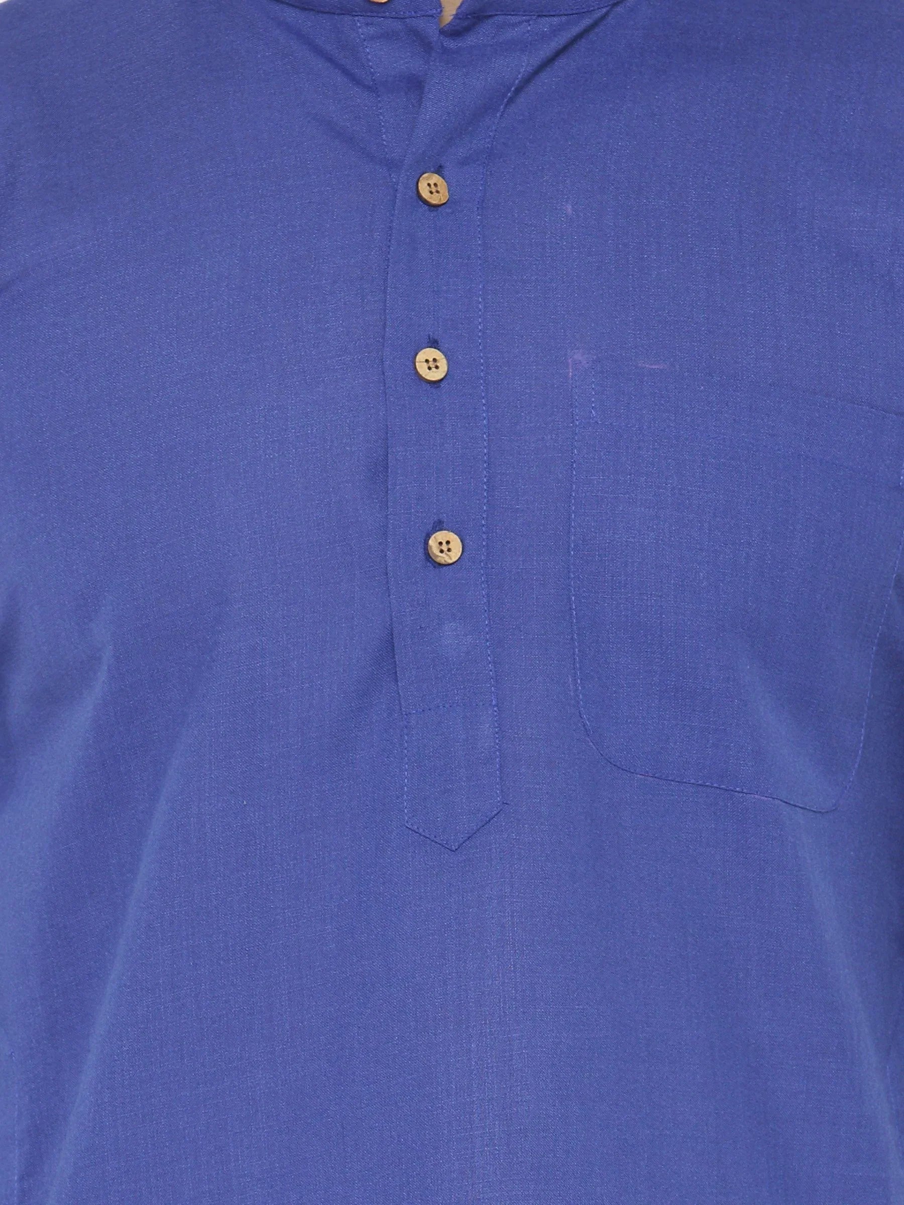 Jompers Men's Royal Blue & White Solid Kurta with Churidar