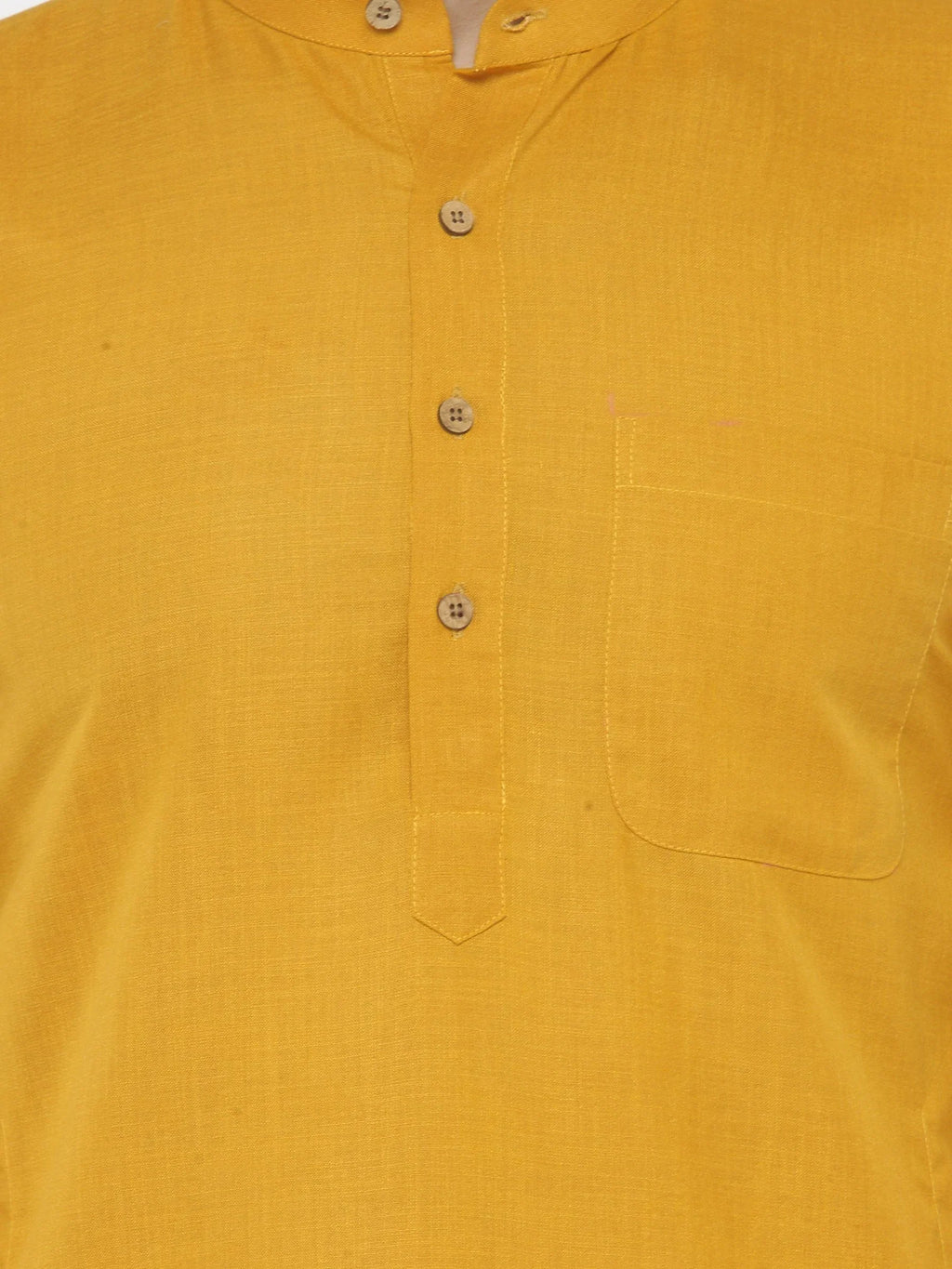 Jompers Men's Yellow & White Solid Kurta with Churidar