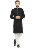 Jompers Men's Black Solid Kurta with Churidar
