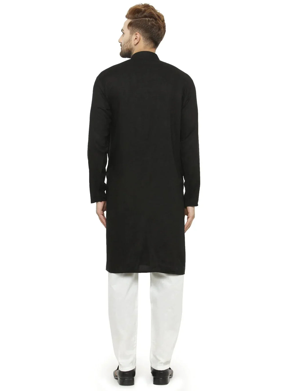 Jompers Men's Black Solid Kurta with Churidar