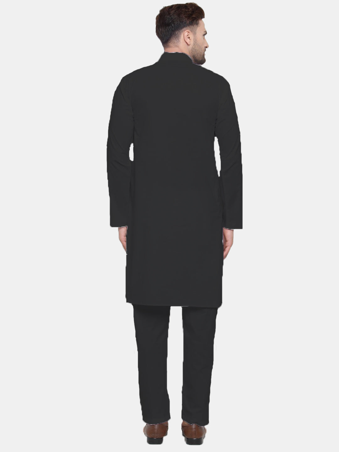 Jompers Men's Black Solid Cotton Kurta Only