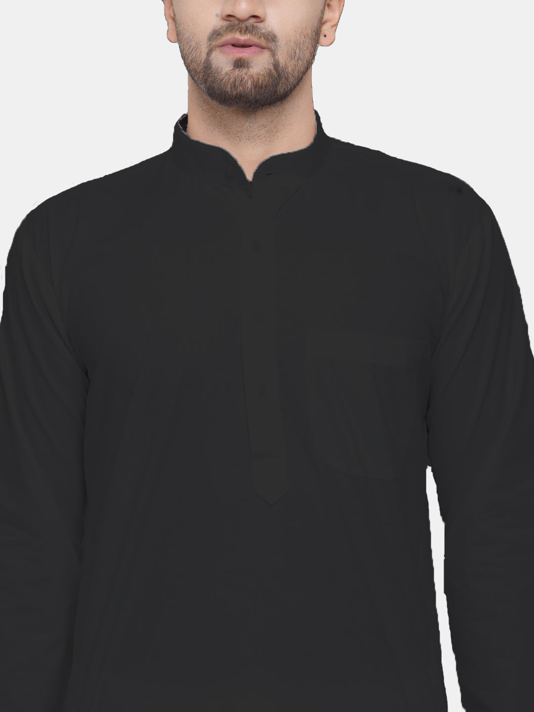 Jompers Men's Black Solid Cotton Kurta Only