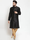 Jompers Men's Self Design Kurta with Pyjamas - Black