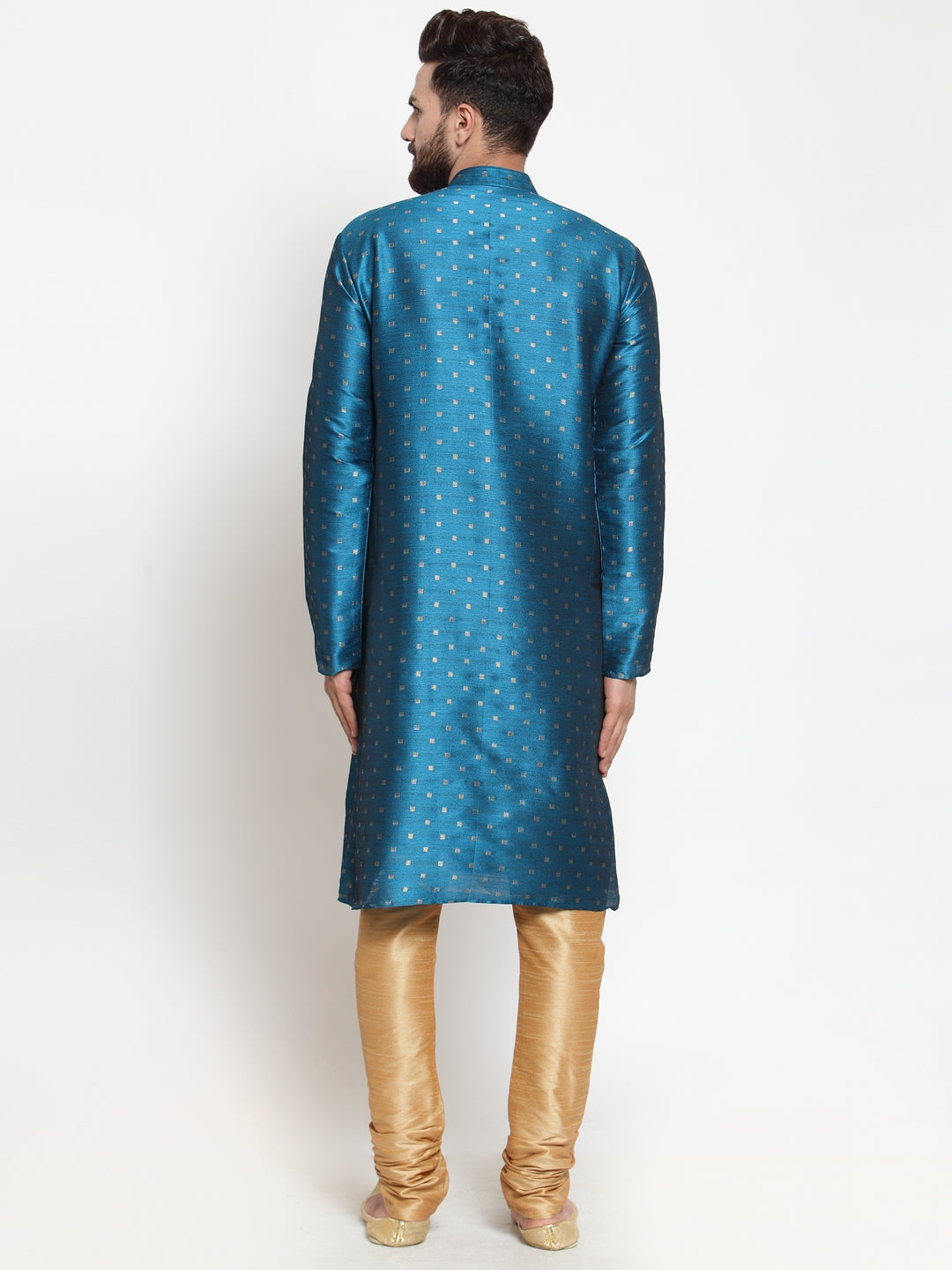 Jompers Men's Self Design Kurta with Pyjamas - Sky Blue