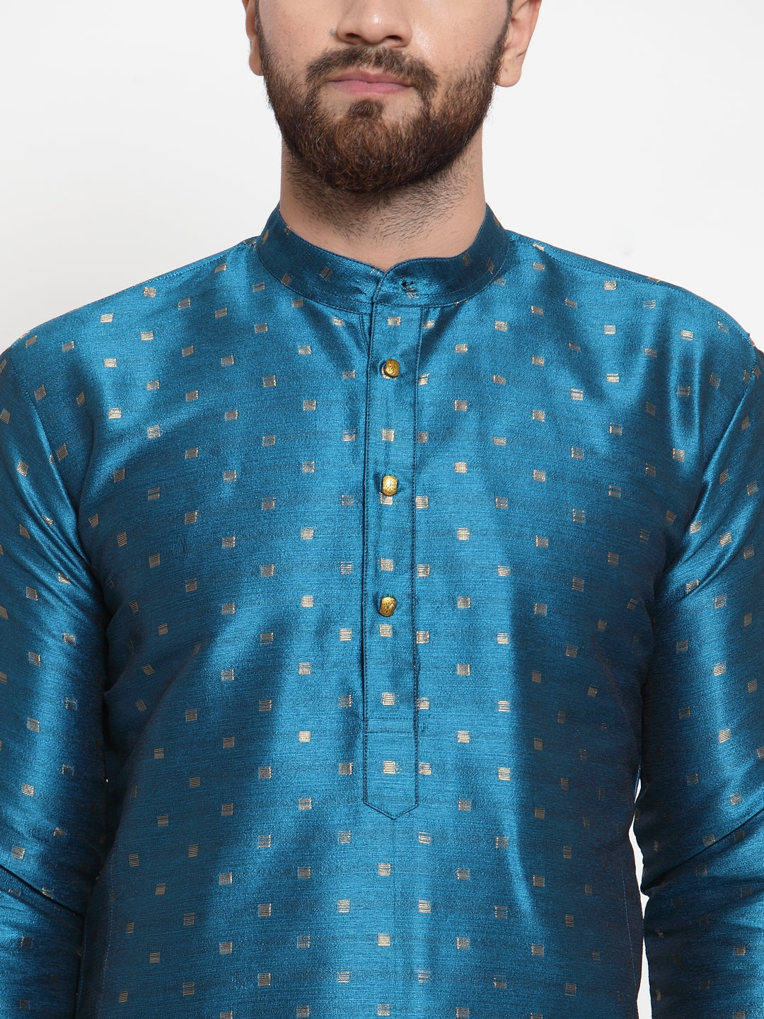 Jompers Men's Self Design Kurta with Pyjamas - Sky Blue