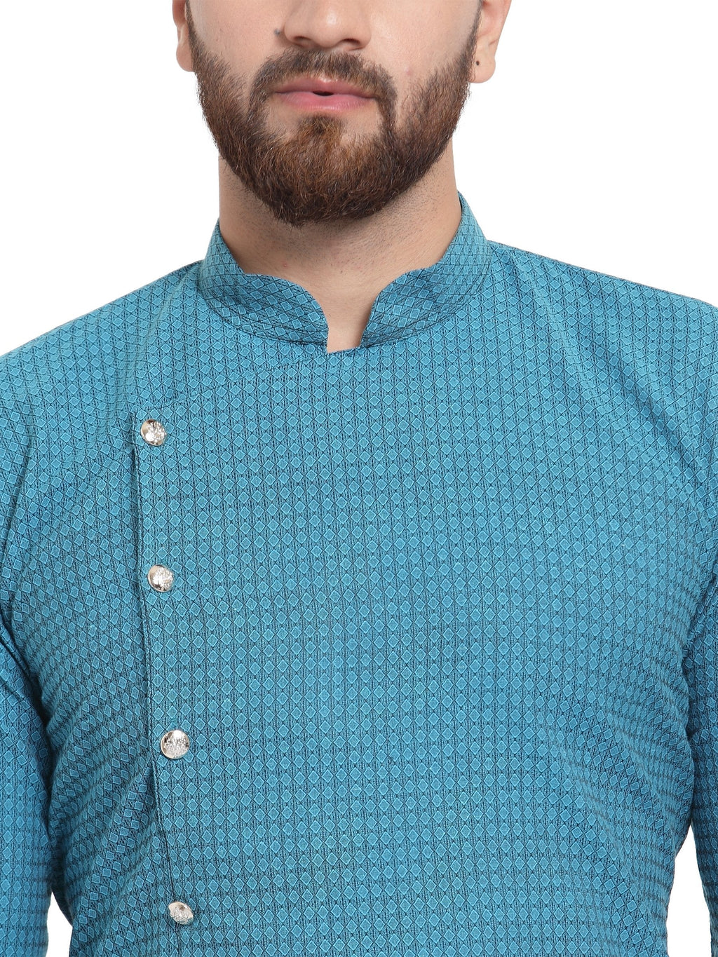 Jompers Men's Green Self Design Kurta with Pajama