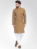 Jompers Men's Yellow Self Design Kurta with Pajama