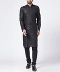 Jompers Men's Black Solid Kurta with Churidar