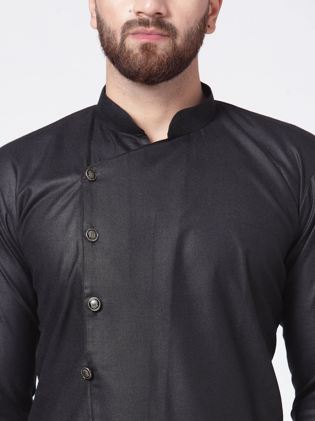 Jompers Men's Black Solid Kurta with Churidar