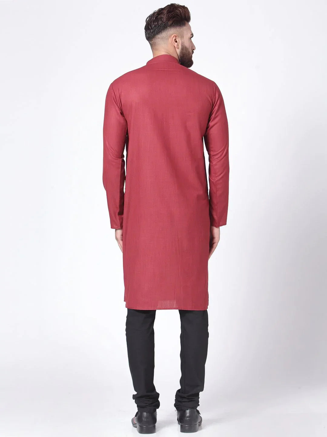 Jompers Men's Maroon Solid Kurta with Churidar