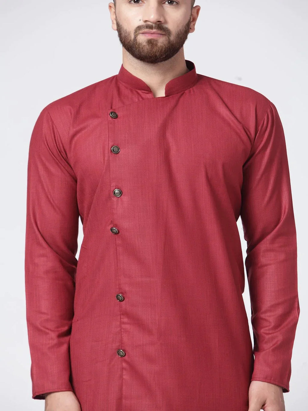 Jompers Men's Maroon Solid Kurta with Churidar