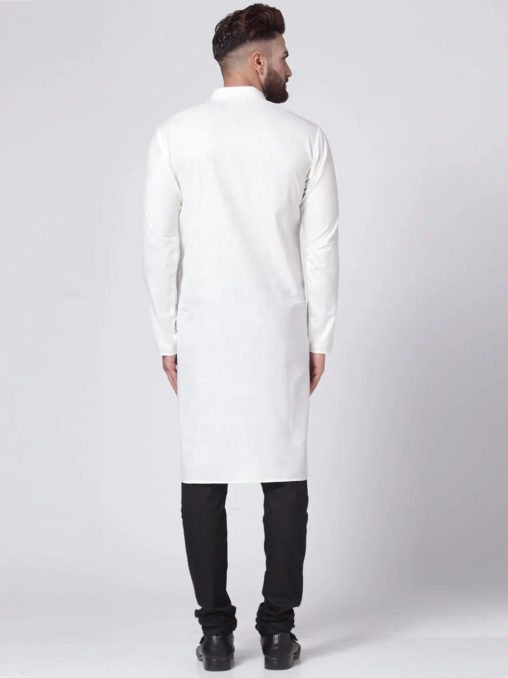 Jompers Men's White Solid Kurta with Churidar