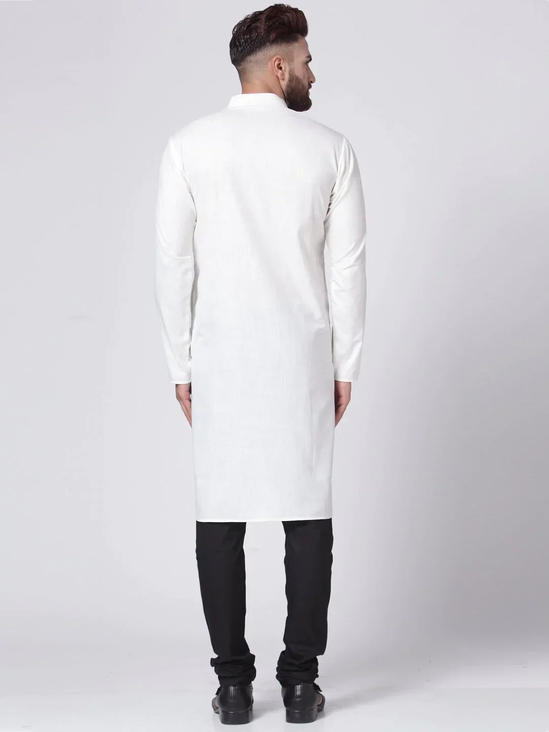 Jompers Men's White Solid Kurta with Churidar