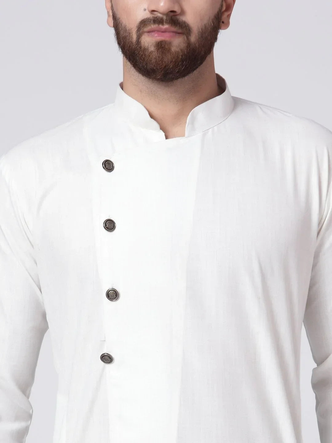 Jompers Men's White Solid Kurta with Churidar