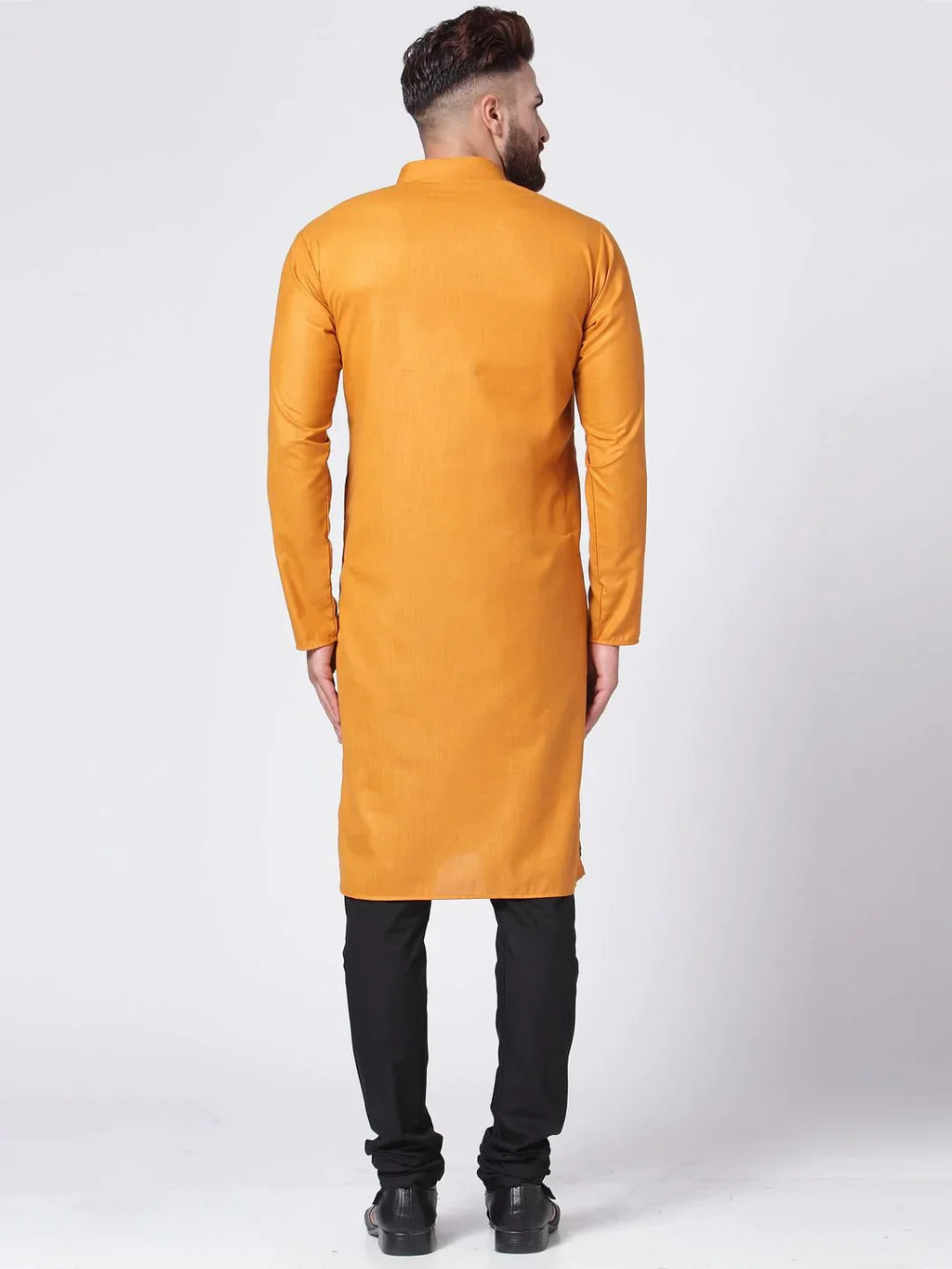 Jompers Men's Yellow Solid Kurta with Churidar