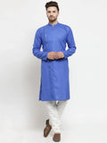Jompers Men's Royal-Blue Solid Kurta with Churidar