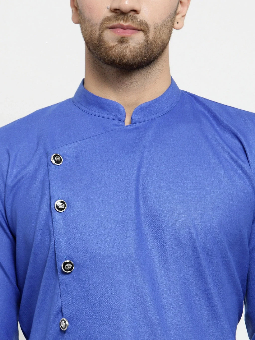 Jompers Men's Royal-Blue Solid Kurta with Churidar