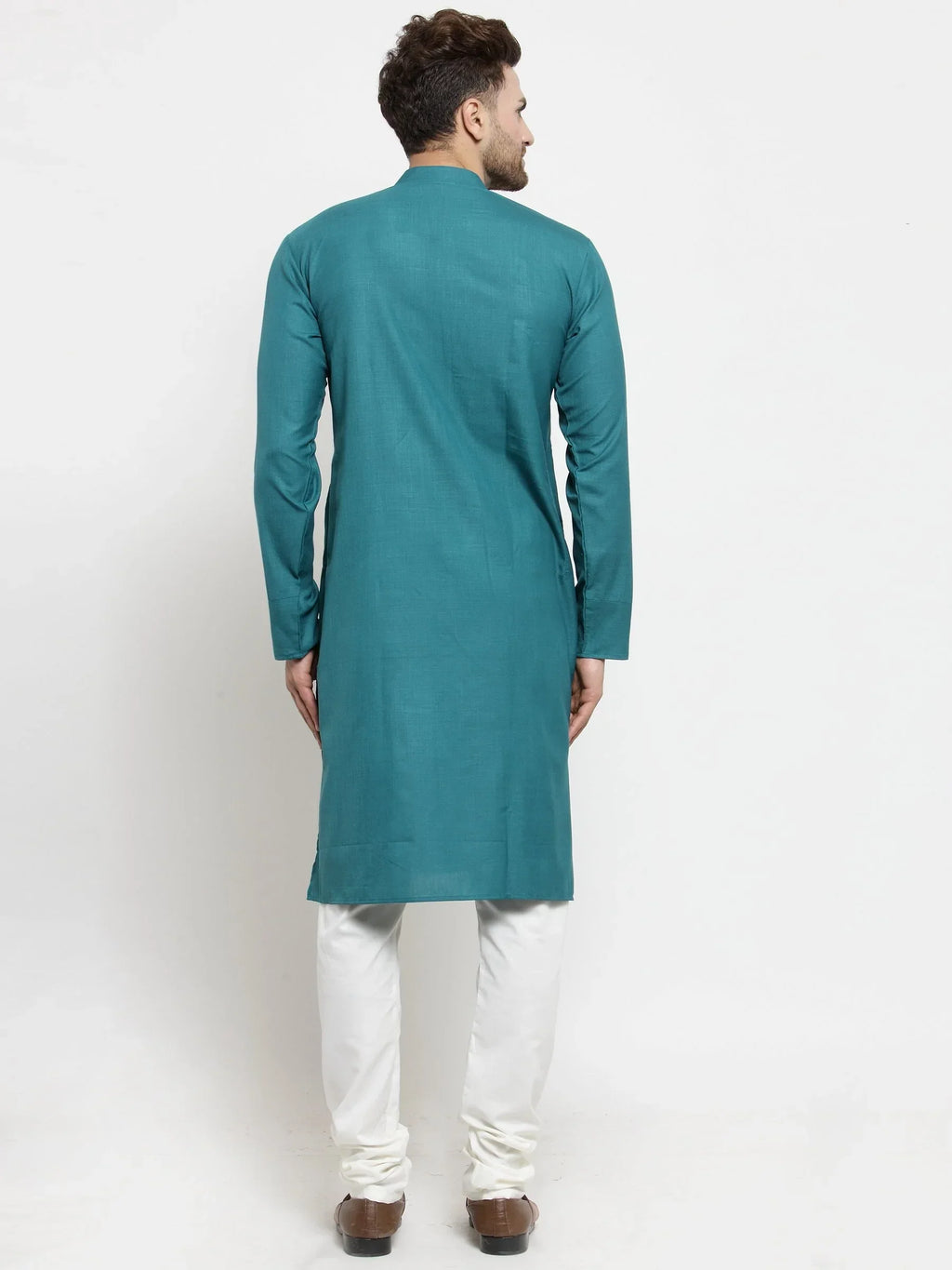 Jompers Men's Green Solid Kurta with Churidar