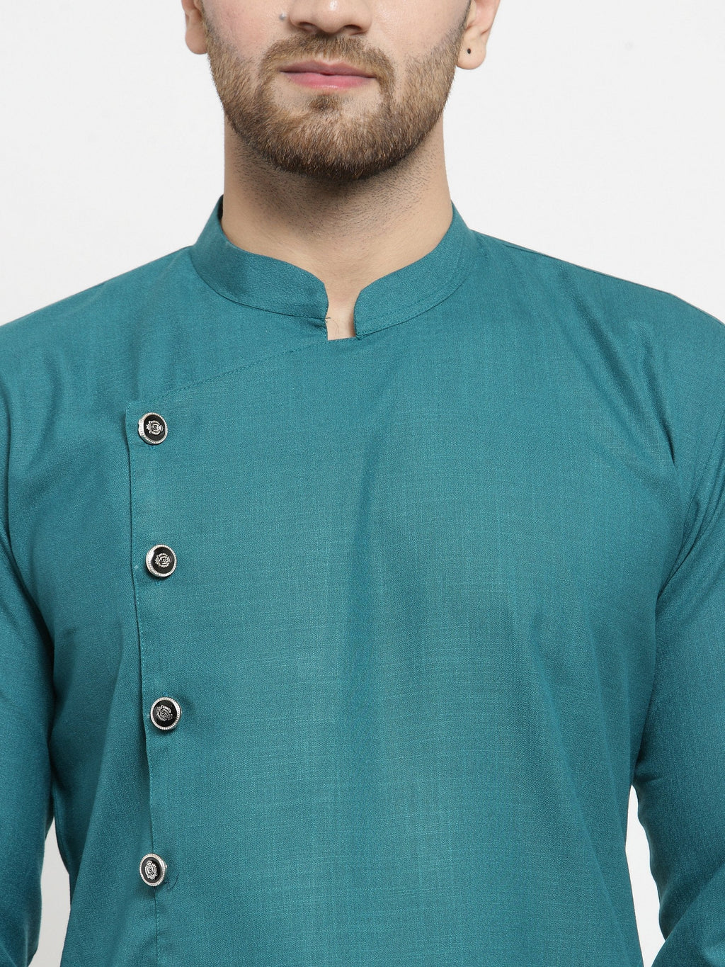 Jompers Men's Green Solid Kurta with Churidar