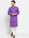 Jompers Men's Purple Solid Kurta with Churidar