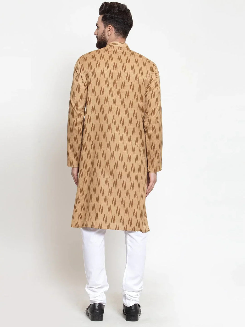 Jompers Men's Brown Printed Kurta with Churidar