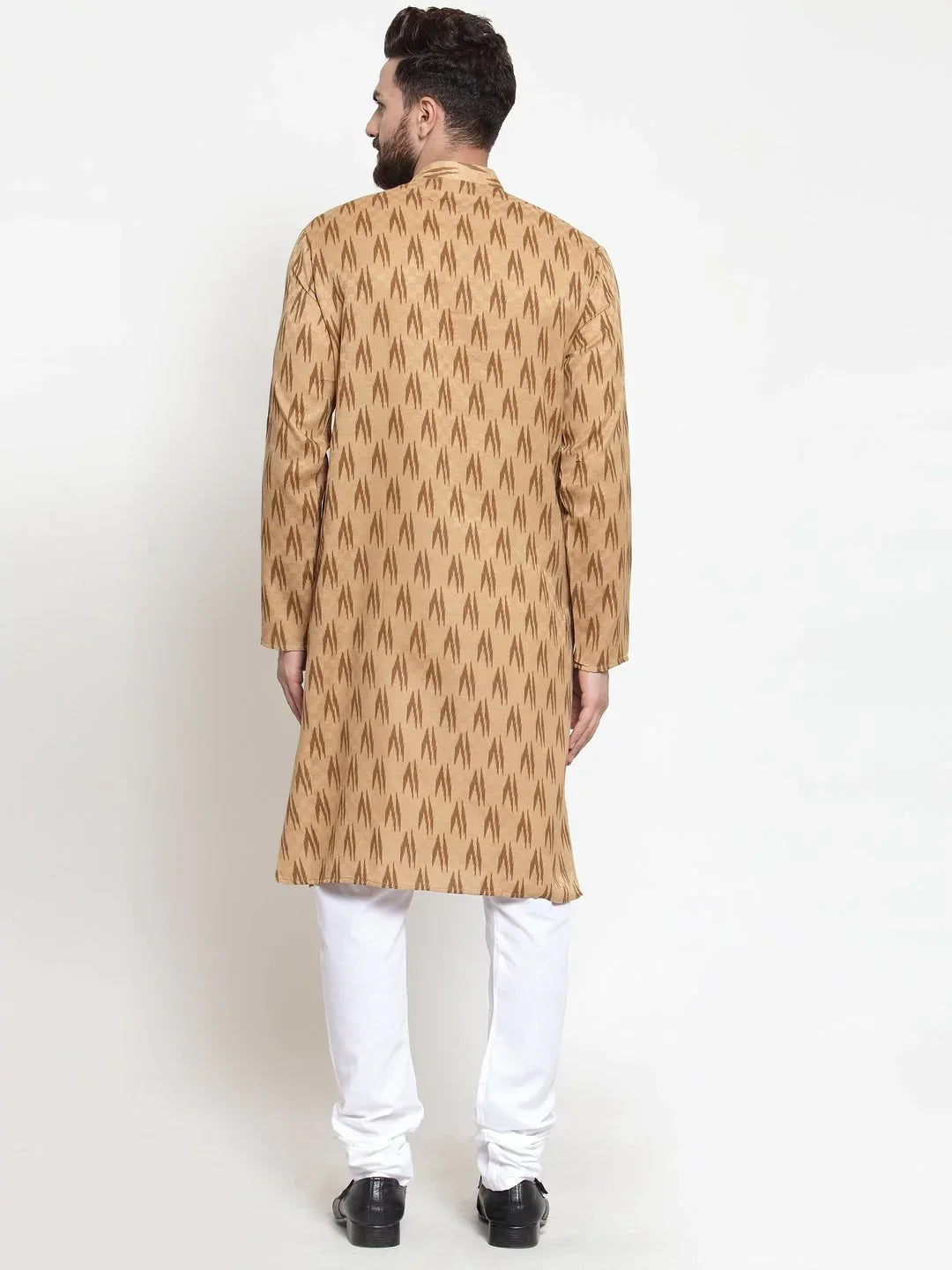 Jompers Men's Brown Printed Kurta with Churidar