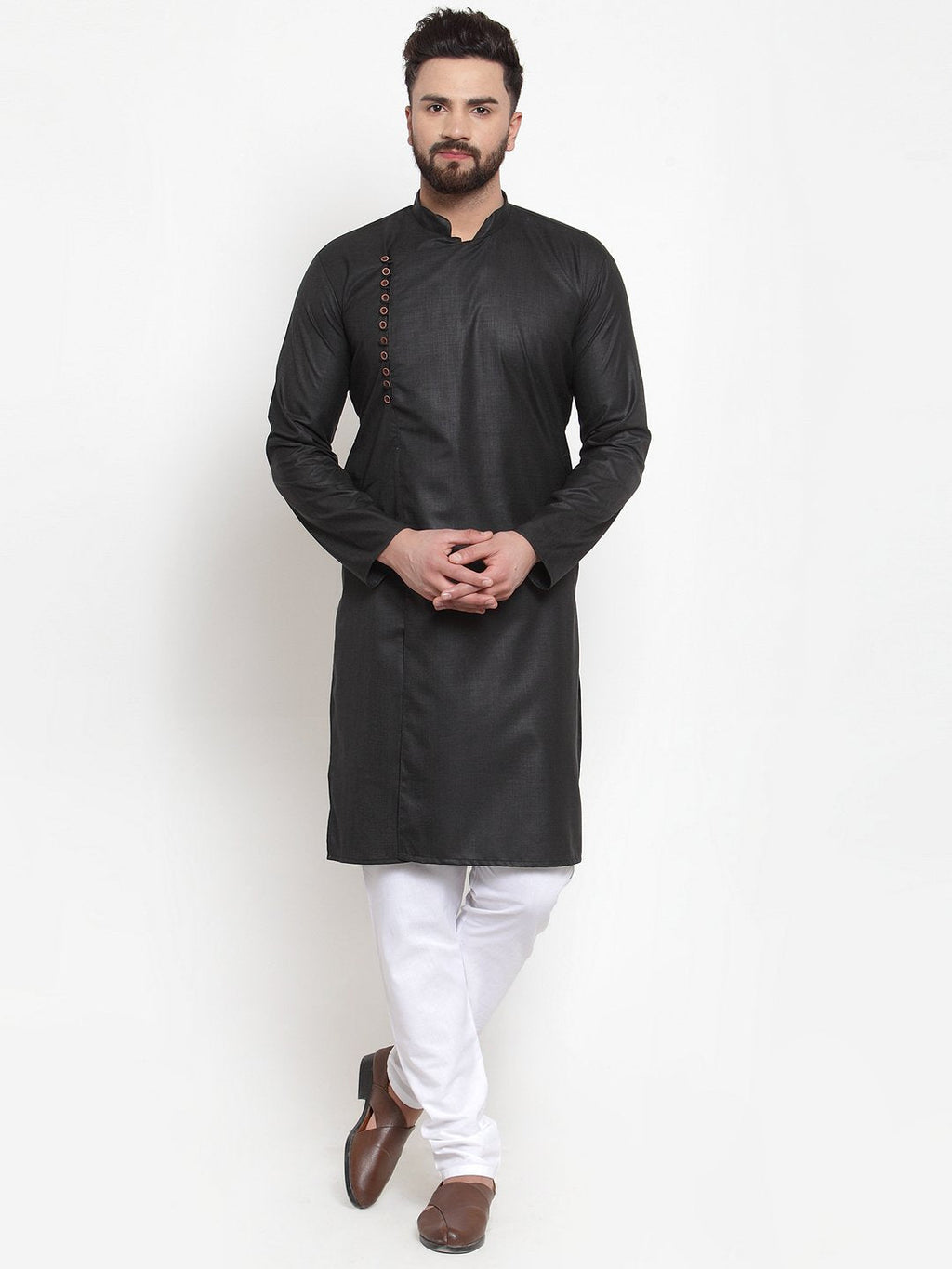 Jompers Men Black Solid Kurta with Churidar