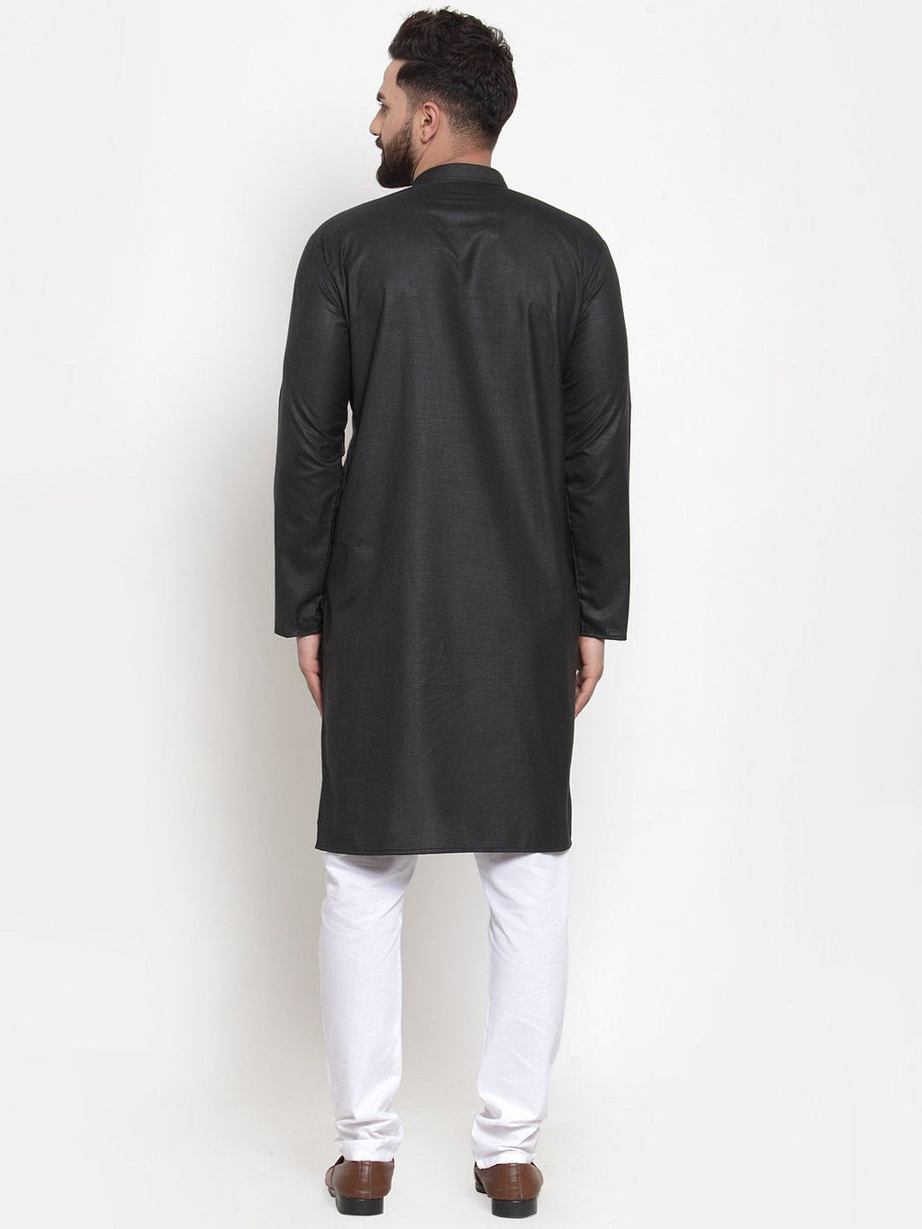 Jompers Men Black Solid Mandarin Collar Kurta Only