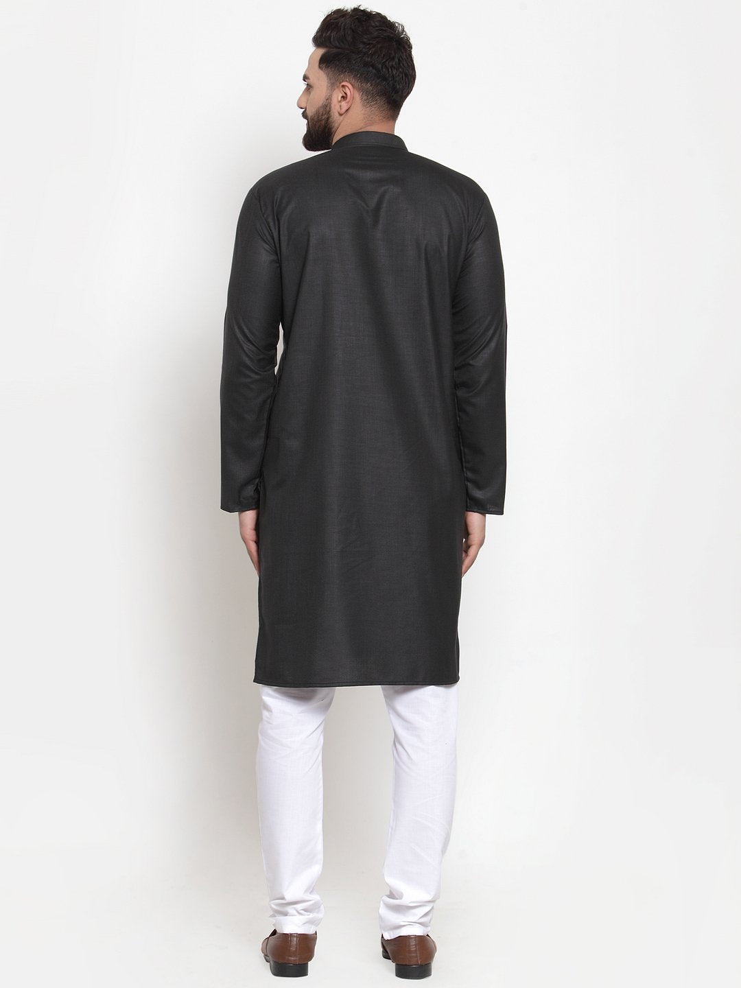 Jompers Men Black Solid Mandarin Collar Kurta Only