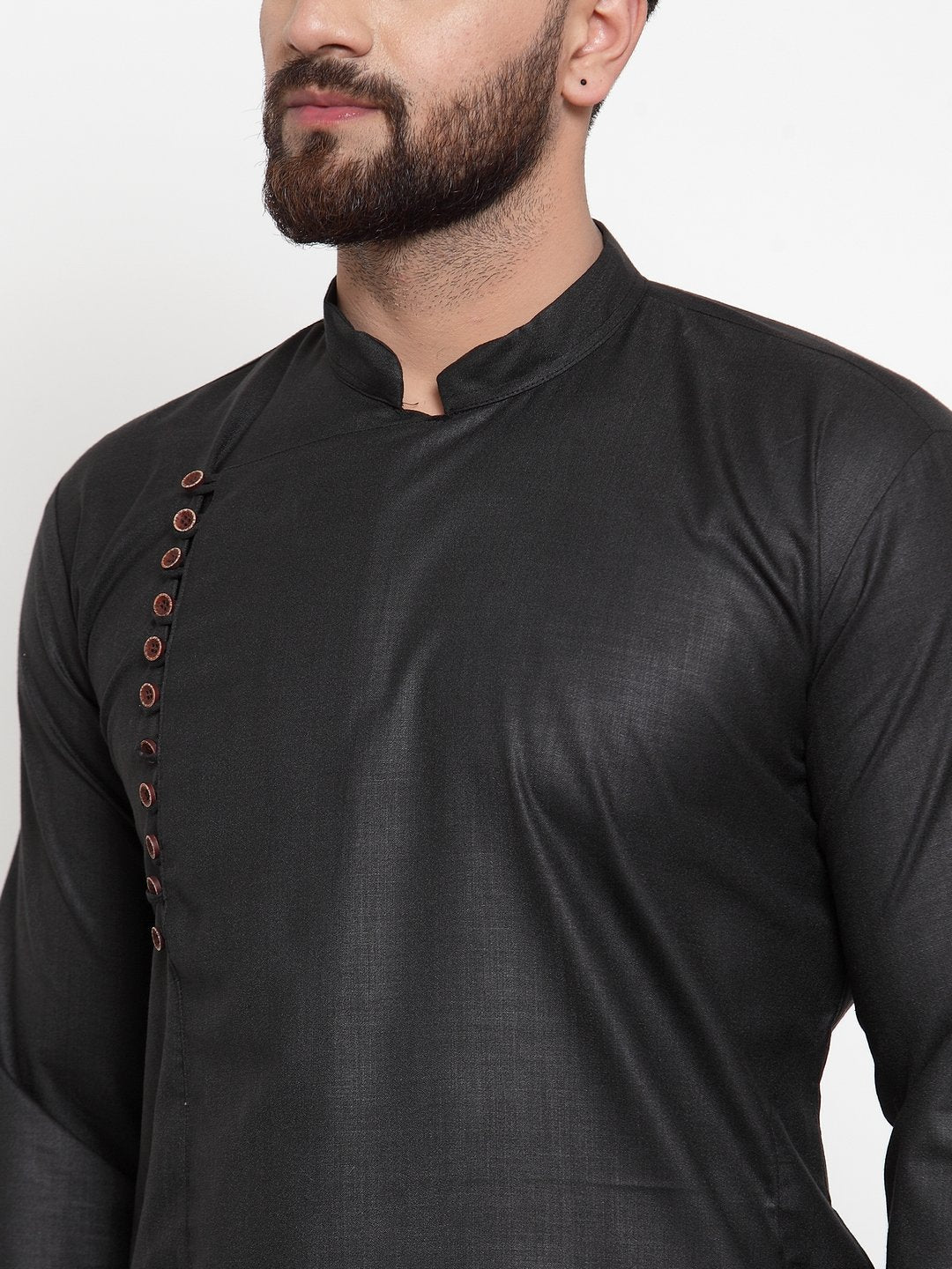 Jompers Men Black Solid Kurta with Churidar