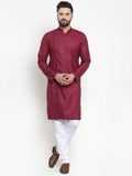 Jompers Men's Maroon Solid Kurta with Churidar