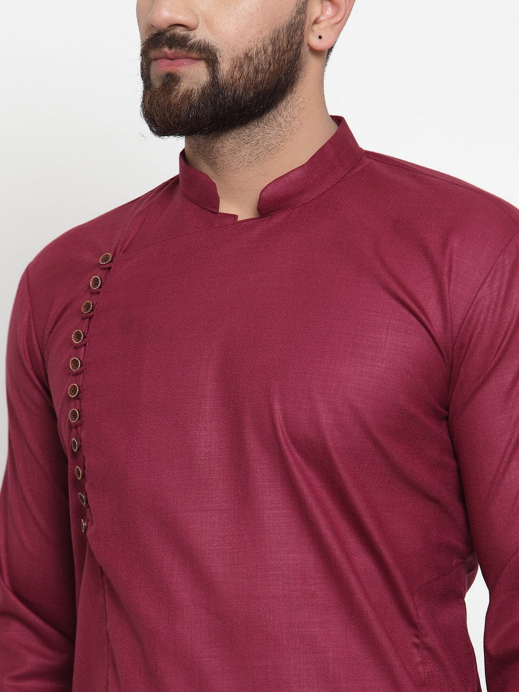 Jompers Men's Maroon Solid Kurta Only