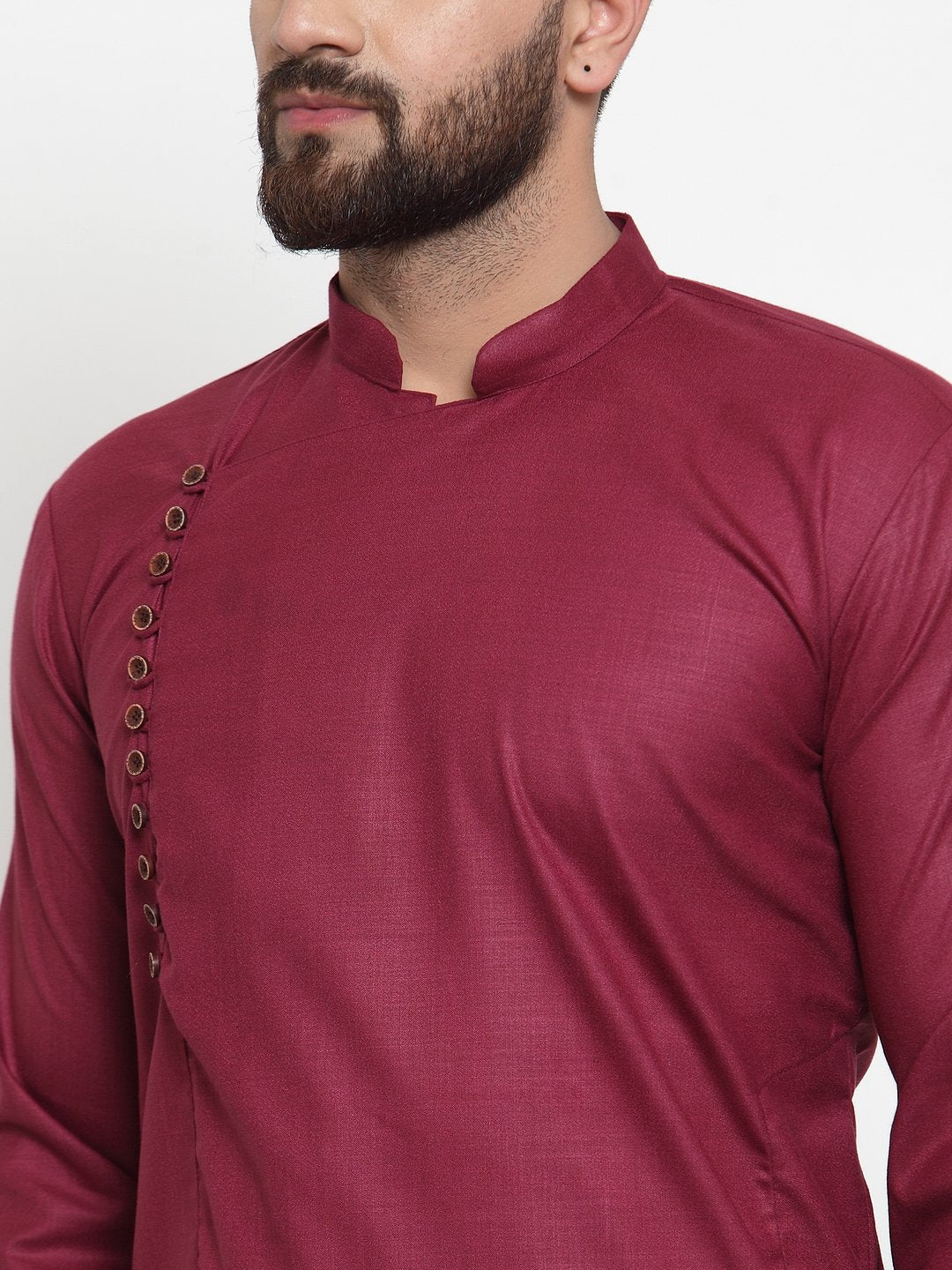 Jompers Men's Maroon Solid Kurta Only