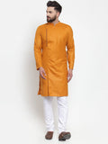 Jompers Men Mustard Solid Kurta with Churidar